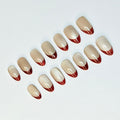 Nude Cat eye nails Red reflective cat eye
