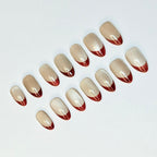 Nude Cat eye nails Red reflective cat eye