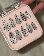 Silver cat eye with polka dots