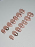 Pastel pink glitter french
