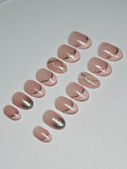 Pastel pink glitter french