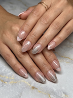 Pastel pink glitter french