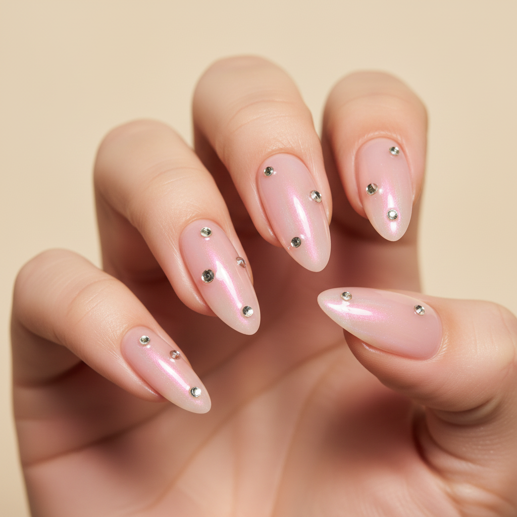Chrome Rhinestone Nails – Close Up Realistic