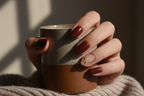 Deep Maroon with Gold Glitter Swirls - Lifestyle