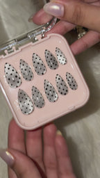 Silver cat eye with polka dots